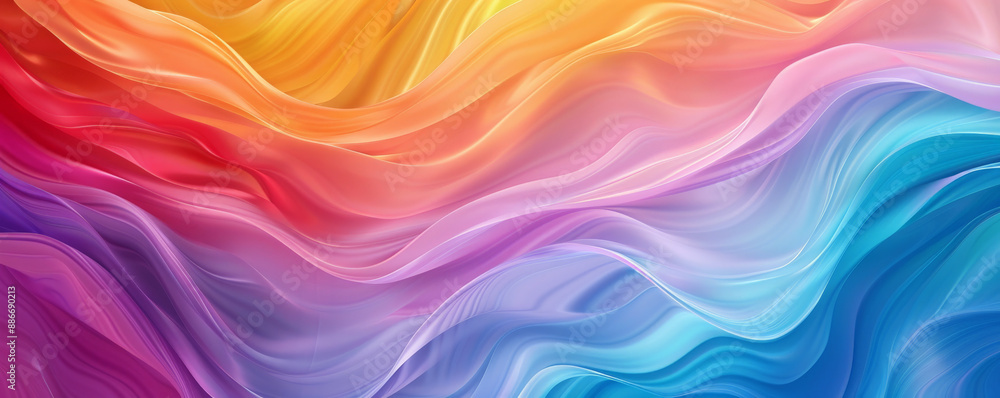 A beautiful rainbow gradient wave pattern with soft, flowing curves and a smooth blend of colors A beautiful rainbow gradient wave pattern with soft, flowing curves and a smooth blend of colors