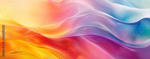 Wallpaper Mural A radiant rainbow gradient wave design with soft, flowing curves and a smooth transition between bright, vibrant colors, creating a harmonious and energetic background. Torontodigital.ca