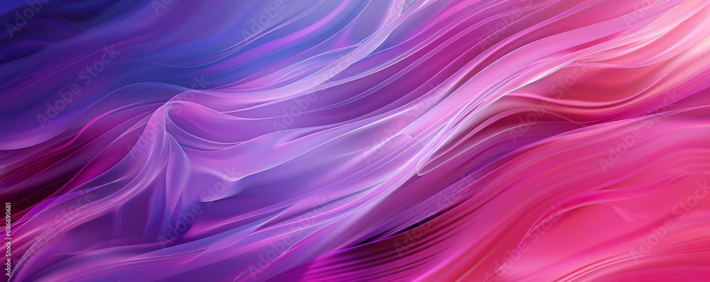 Obraz premium A dynamic gradient wave background with smooth, flowing lines transitioning from pink to purple,