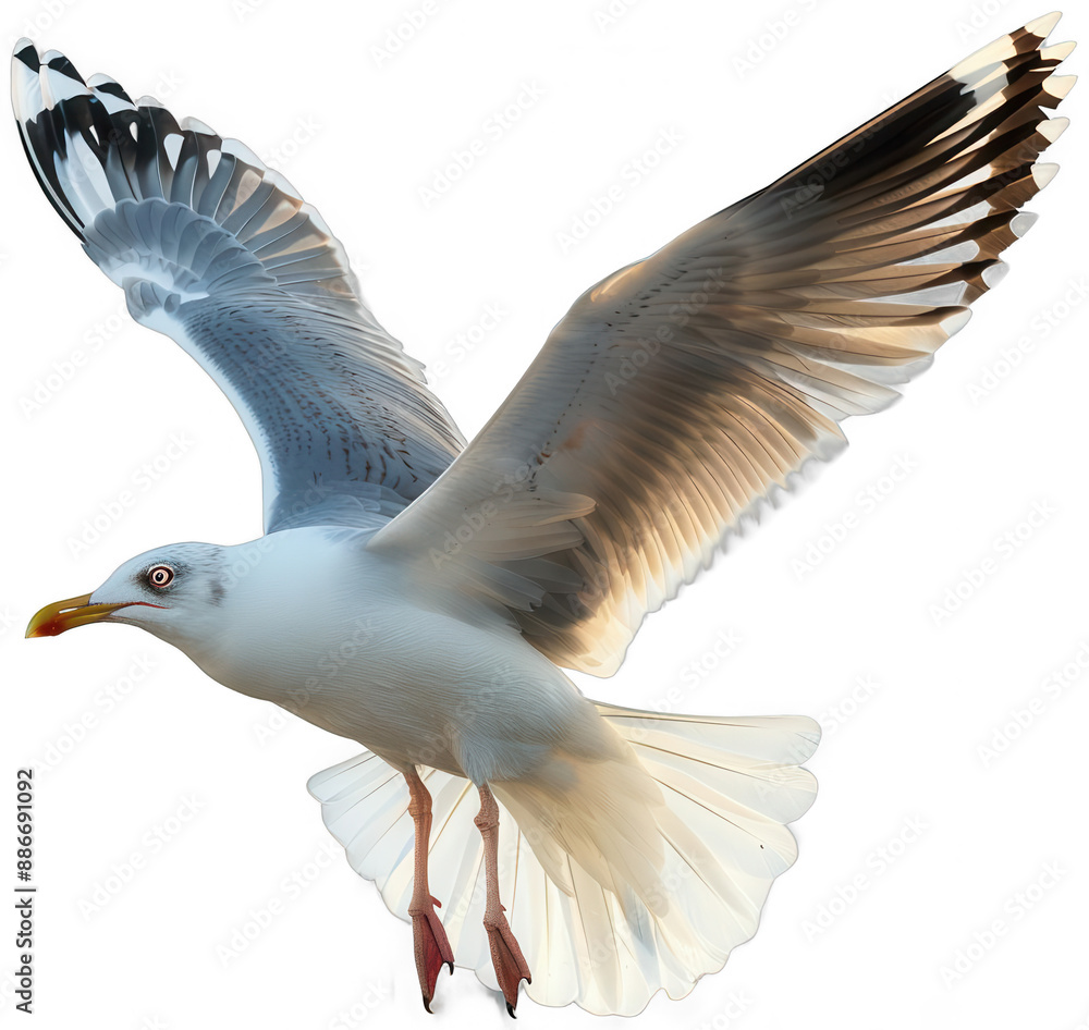 Obraz premium seagull flying over the water with a city in the background