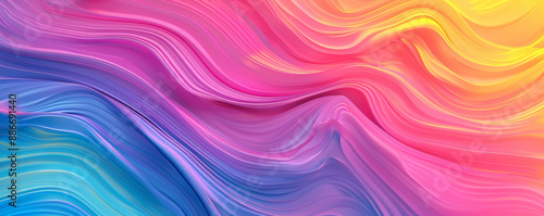 A vibrant rainbow gradient wave background featuring bold, undulating lines and a seamless transition between bright, eye-catching colors, creating a dynamic and lively visual effect.