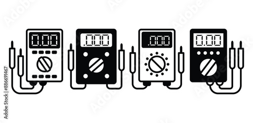 multimeter digital icon vector design symbol sign black white color simple modern illustration collection set isolated