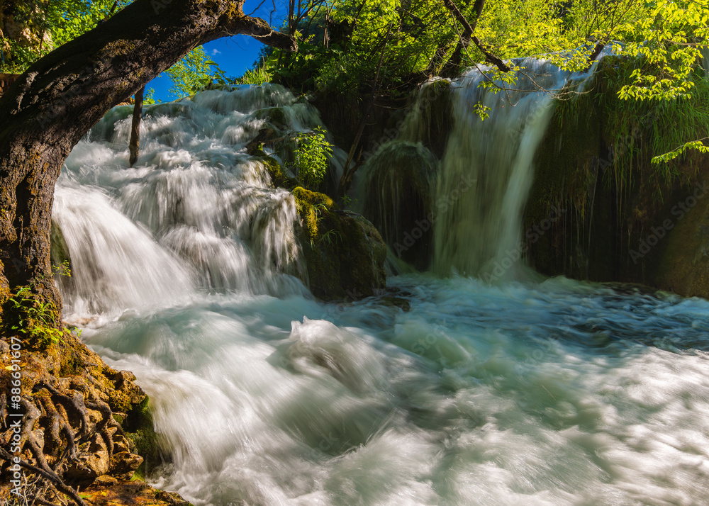Fototapeta premium Cascading waterfalls on the river Korana.National Park Plitvice Lakes