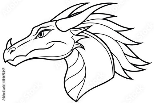 Elegant single line art of a dragon head in vector illustration design, perfect for prints.
