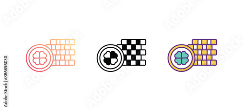 lucky penny icon design with white background stock illustration
