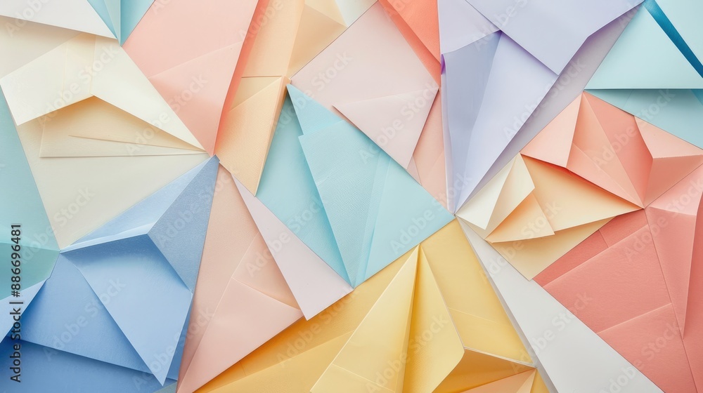 Fototapeta premium Pastel colored paper arranged in geometric patterns