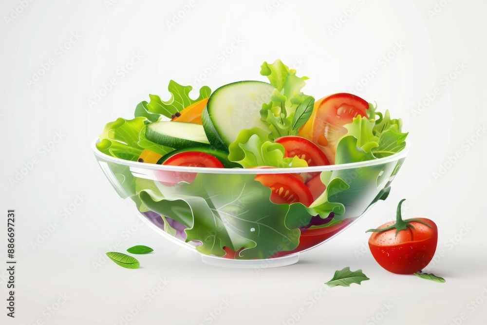 Fresh Vegetable Salad in Transparent Bowl Fresh Vegetable Salad in Transparent Bowl