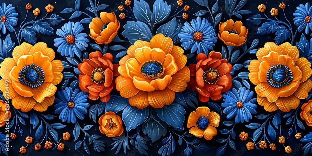 A Mexican pattern featuring vibrant floral motifs and intricate geometric shapes, bright colors, detailed textures, fine lines, cultural heritage, seamless design, hd quality. A Mexican pattern featuring vibrant floral motifs and intricate geometric shapes, bright colors, detailed textures, fine lines, cultural heritage, seamless design, hd quality.