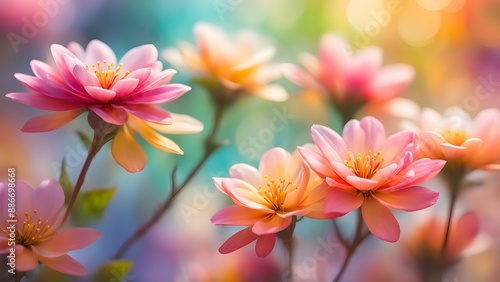 Blossoming Pink and Yellow Flowers in Springtime Radiance