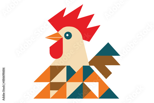 A stylized rooster Silhouette Of-Rooster Chicken-dynamic and playful look-Vector Art illustration Eps-10