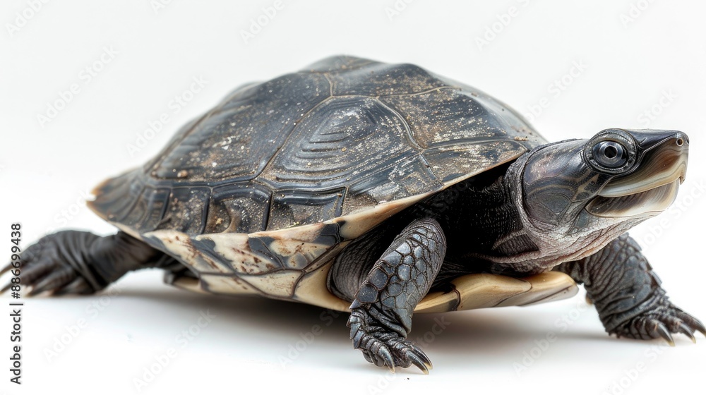 Obraz premium Helmeted turtle from North Africa on white background