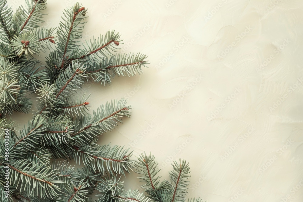 Fir branches on a white background, Christmas card. New Year winter card or wallpaper. Copy space Fir branches on a white background, Christmas card. New Year winter card or wallpaper. Copy space