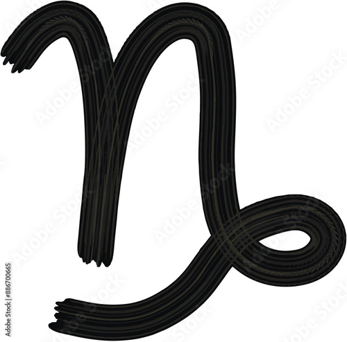 Zodiac sign Taurus icon. Simple vector illustration hand drawn horoscope symbol gouache brush stroke black color