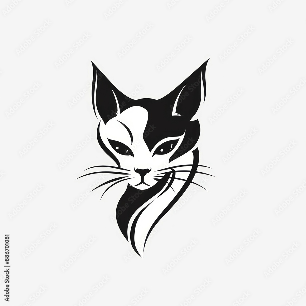 cat icons set, black and white design elements. vector illustration. cat icons set, black and white design elements. vector illustration.