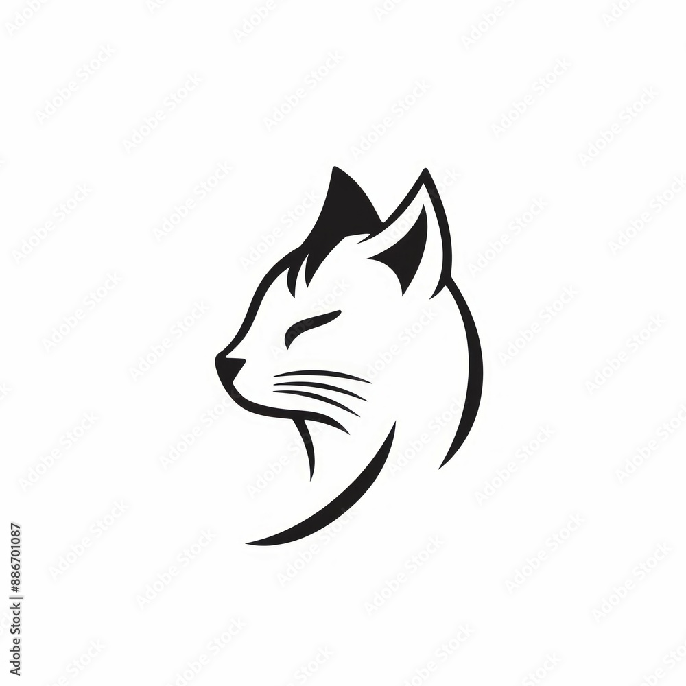 cat icons set, black and white design elements. vector illustration. cat icons set, black and white design elements. vector illustration.