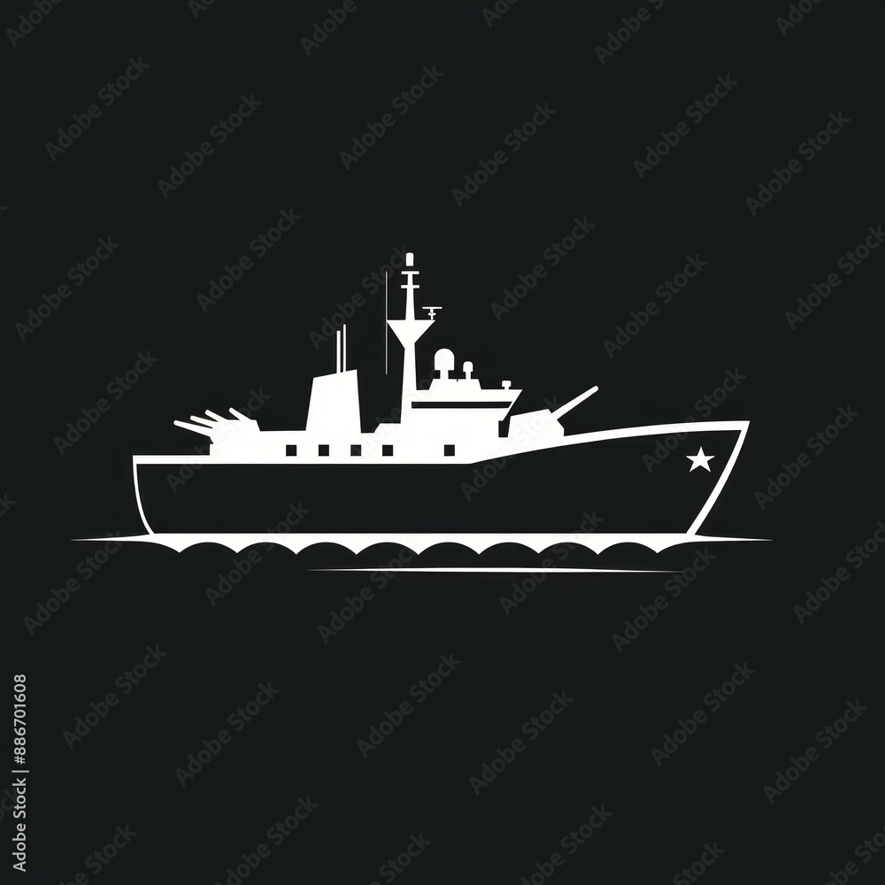 Obraz premium Warship icon flat. Illustration isolated vector sign symbol 
