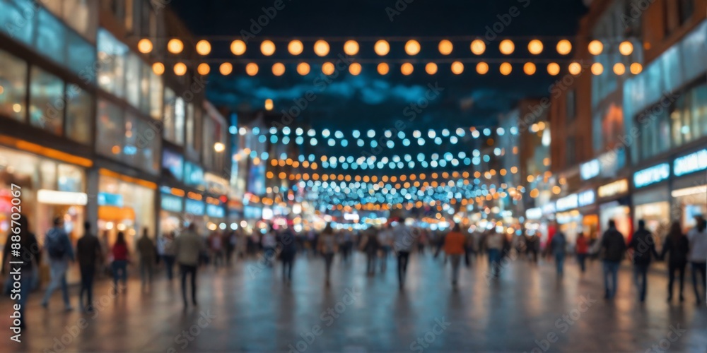 blurred view busy shopping mall night background filled blurred view busy shopping mall night background filled