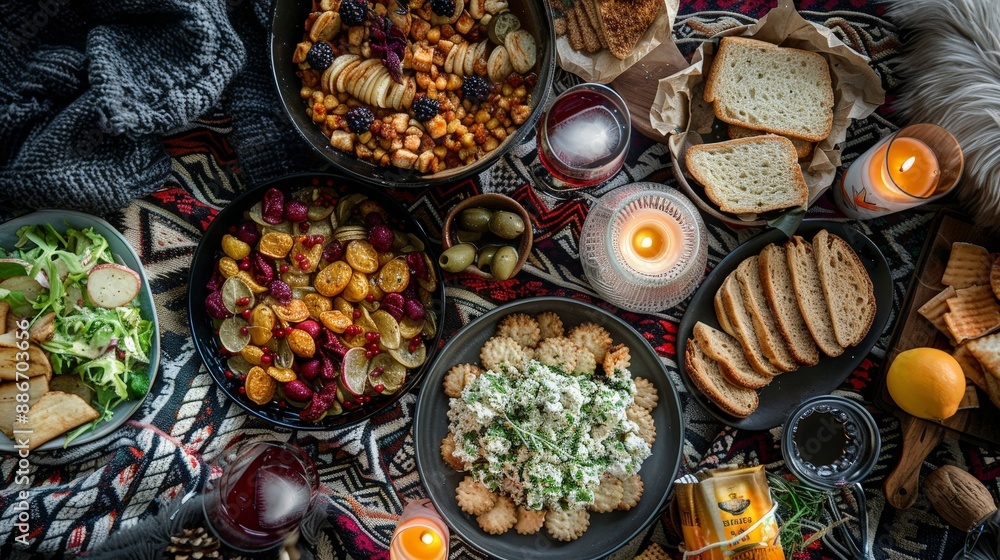 Cozy Autumn Feast on a Blanket. Cozy Autumn Feast on a Blanket.