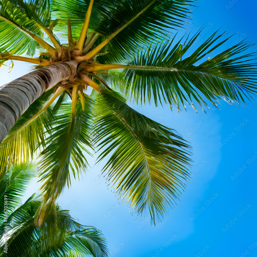 Obraz premium palm tree on blue