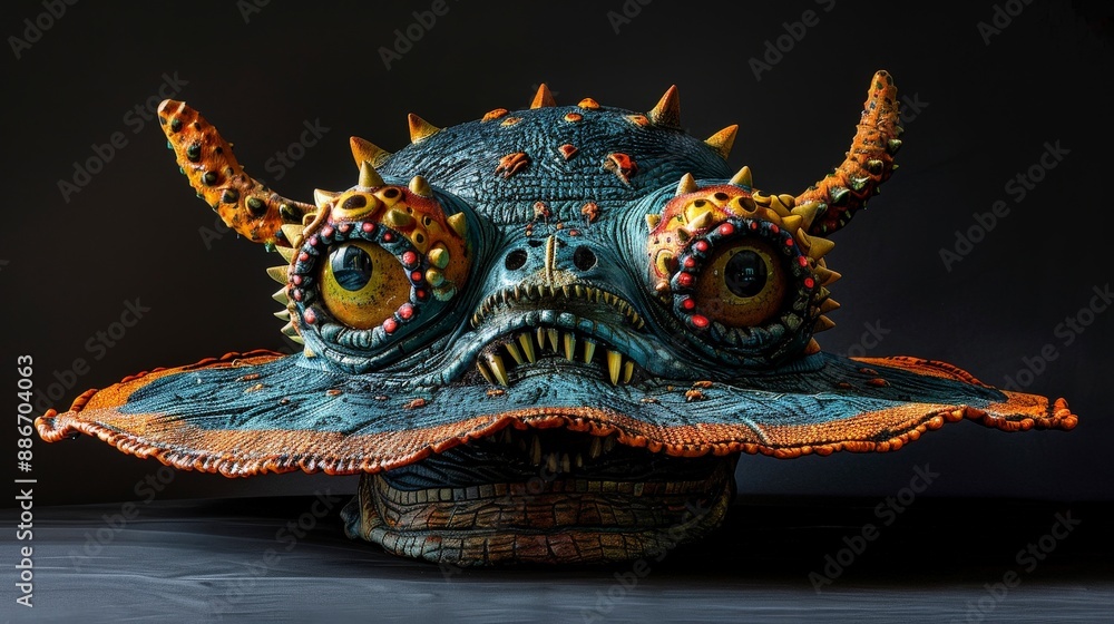 Fantasy Monster Mask with Spikes and Large Eyes. Fantasy Monster Mask with Spikes and Large Eyes.