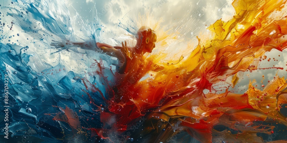 custom made wallpaper toronto digitalAbstract portrayal of the human spirit, with dynamic forms and bold colors, capturing the essence of life and vitality