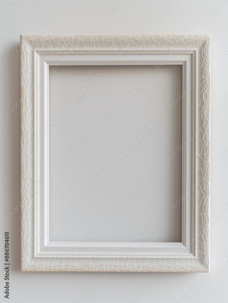 Cracked White Frame on White Background with Copy Space Cracked White Frame on White Background with Copy Space
