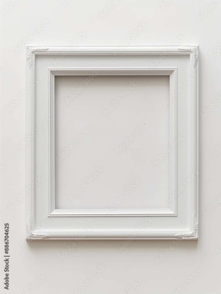 Classic White Frame on White Background with Copy Space Classic White Frame on White Background with Copy Space