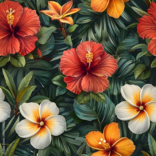 Wallpaper Mural Vibrant Tropical Floral Seamless Pattern for Luxurious Wallpaper Design Torontodigital.ca