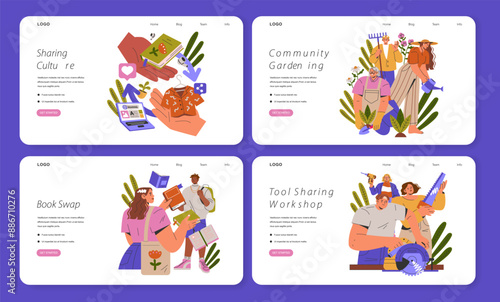 Workshop and Event Illustrations for Sharing Culture, Gardening, Book Swap, Tool Sharing