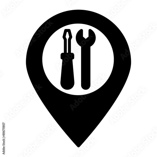 service place icon. black fill icon