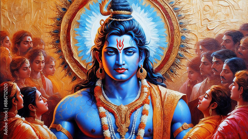 ram god portrait image Digital Painting of Indian mighty God Ram Rama Navami images