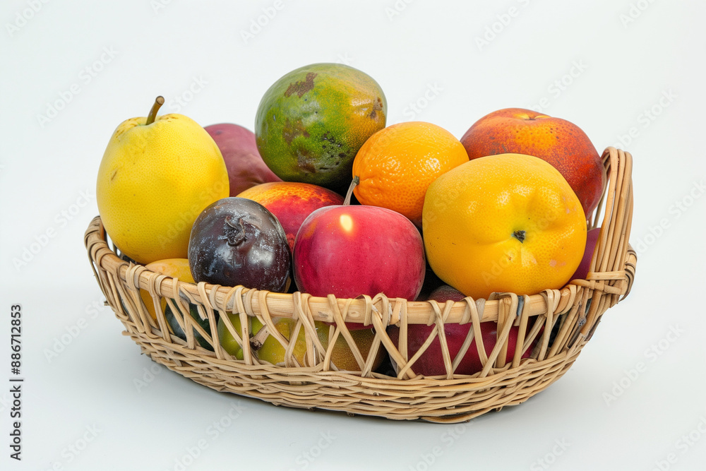 Assortment of Fresh Fruit in a Wicker Basket Assortment of Fresh Fruit in a Wicker Basket