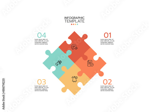 Infographic template. concept puzzle jigsaw with 4 options or steps.