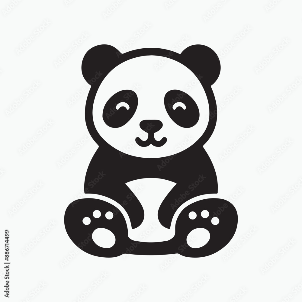 a Panda icon silhouette vector style a Panda icon silhouette vector style