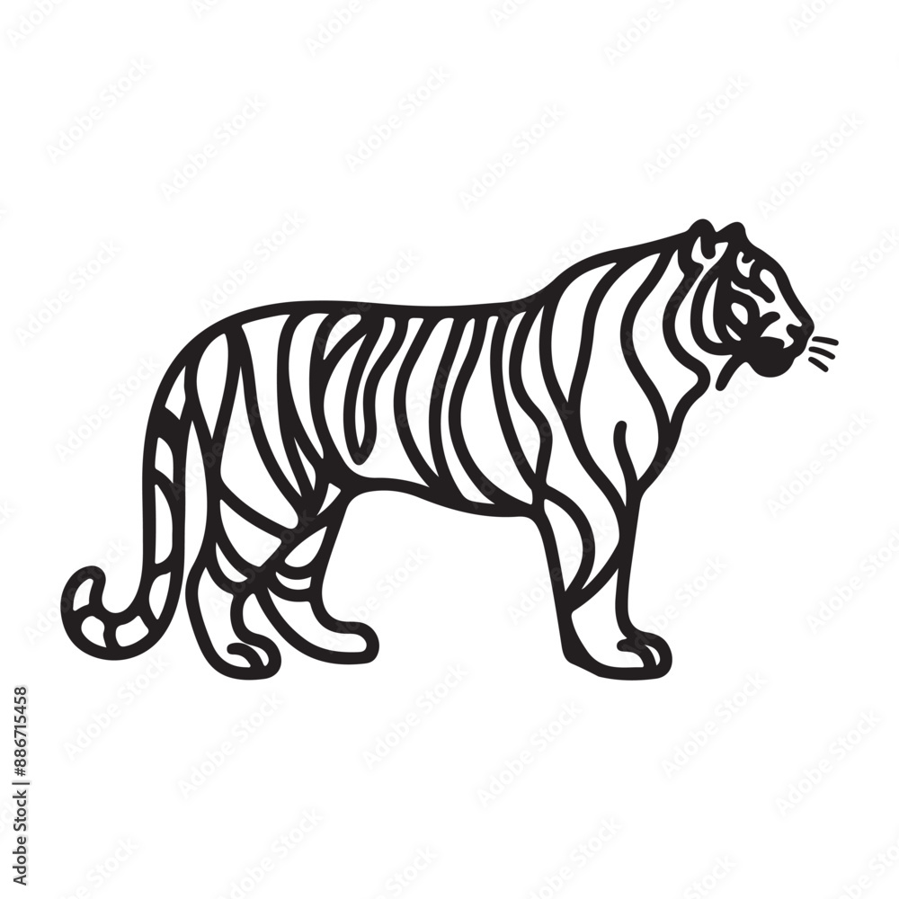 a black silhouette tiger with white background a black silhouette tiger with white background