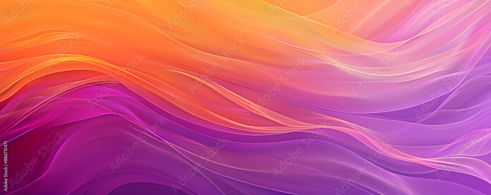 Obraz premium A colorful gradient wave background with smooth, flowing lines transitioning from purple to orange,