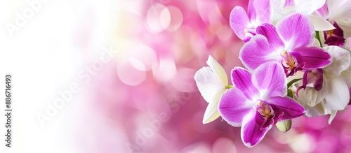 Purple and white dendrobium orchid with copy space image