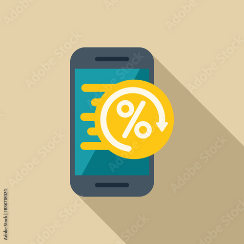 Illustration depicting a smartphone showing a percentage symbol, representing a cashback or refund program