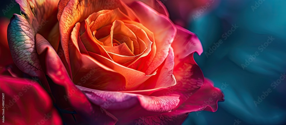 Macro image of a stunning rose with vibrant colors suitable as a background with copy space image Macro image of a stunning rose with vibrant colors suitable as a background with copy space image