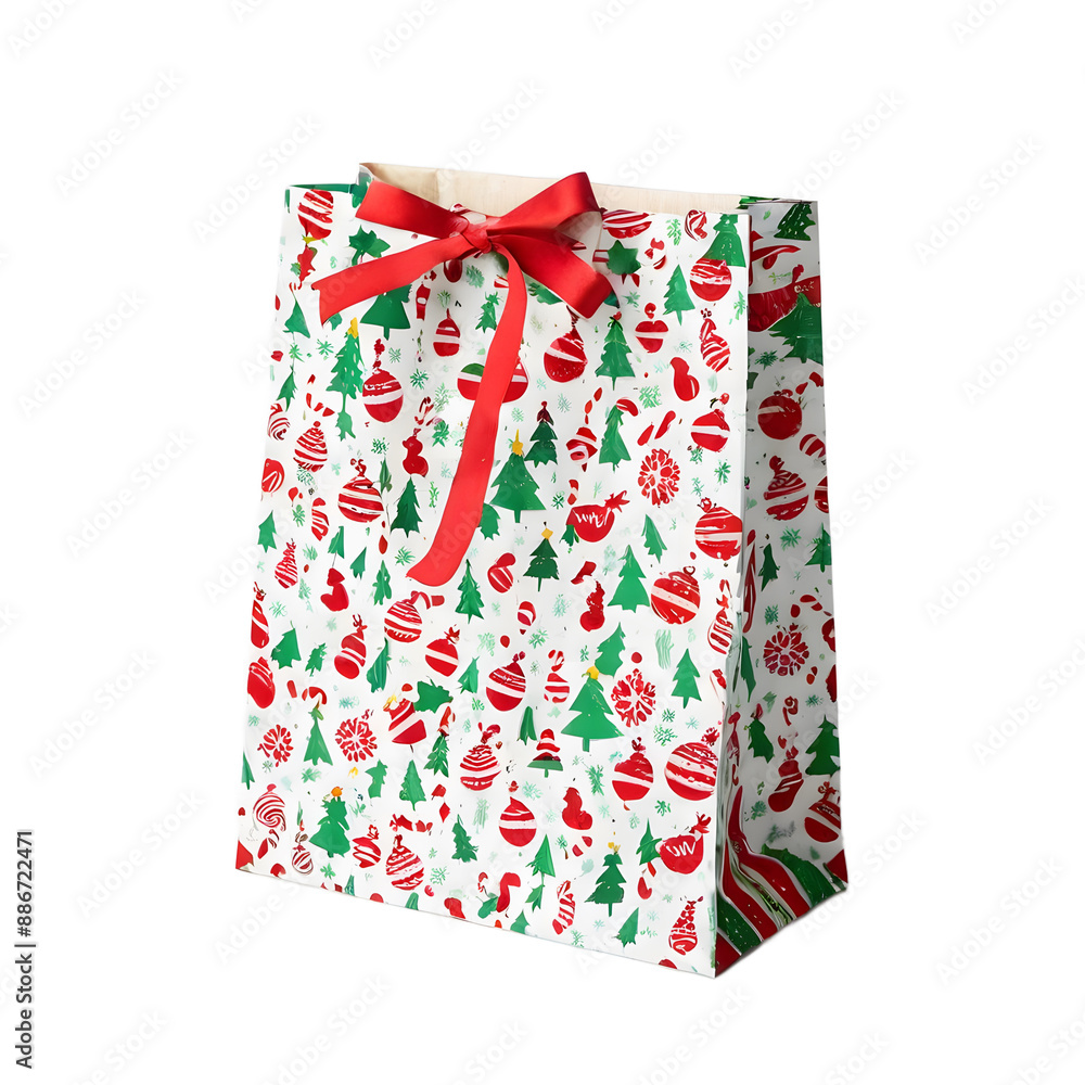 Christmas gift bag isolated on transparent background Christmas gift bag isolated on transparent background
