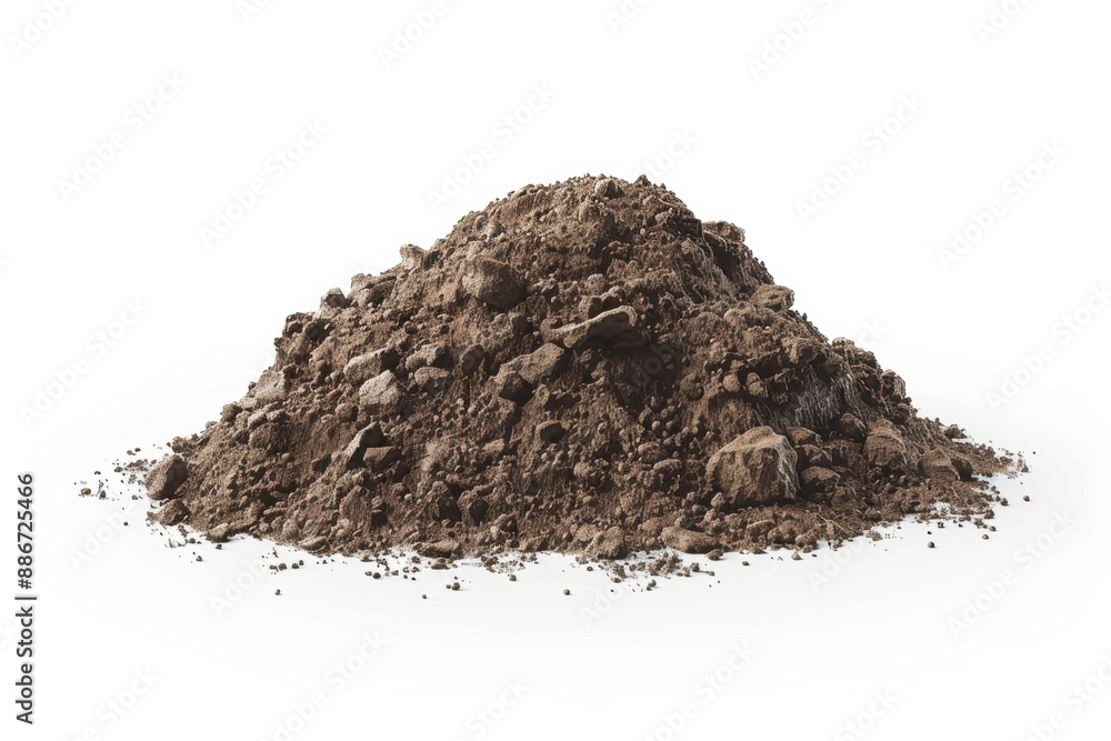 Soil sample depicted in minimalist 4k 3D render for driver, showing geological detail on isolate white background Soil sample depicted in minimalist 4k 3D render for driver, showing geological detail on isolate white background