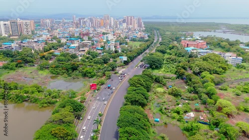 Palm beach road with a mix highrise buildings photo