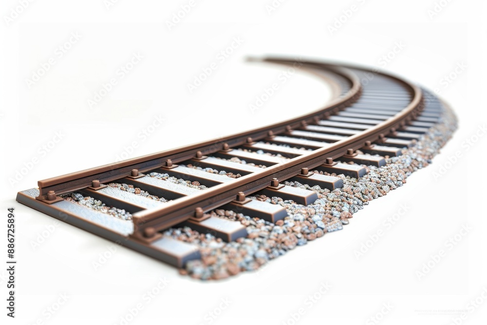 Railroad tracks and related infrastructure, depicted in a clean and minimalistic style on an isolated white background Railroad tracks and related infrastructure, depicted in a clean and minimalistic style on an isolated white background