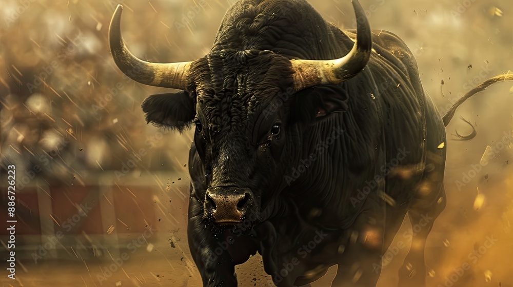 close up of a large black bull charging in a bullfight close up of a large black bull charging in a bullfight