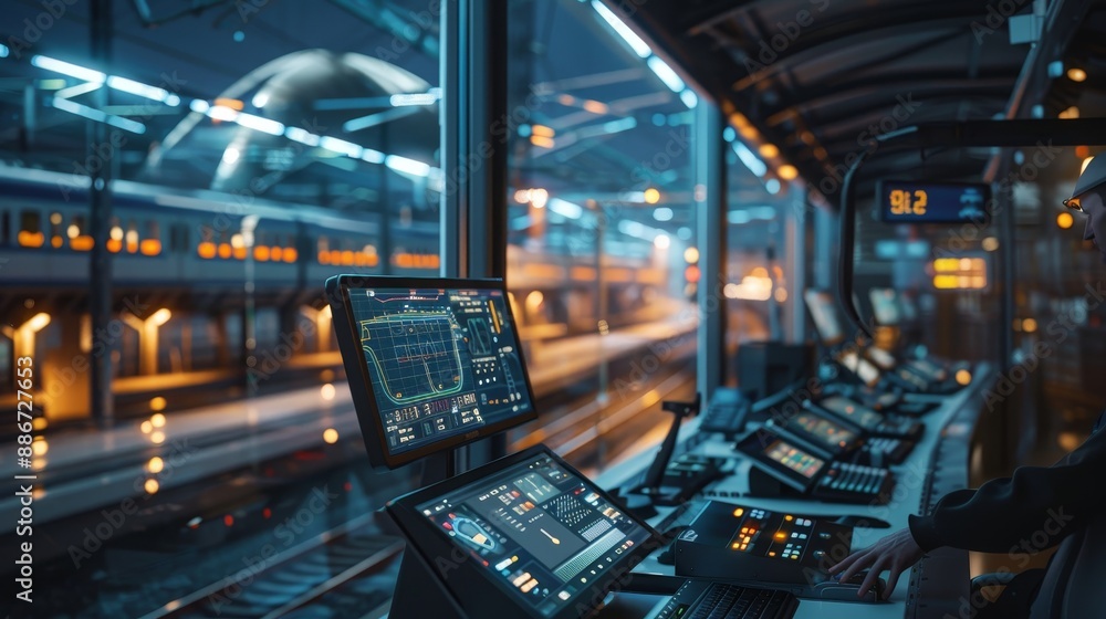 Obraz premium CuttingEdge Rail Control Optimized Scheduling Passenger Analytics at High Speed