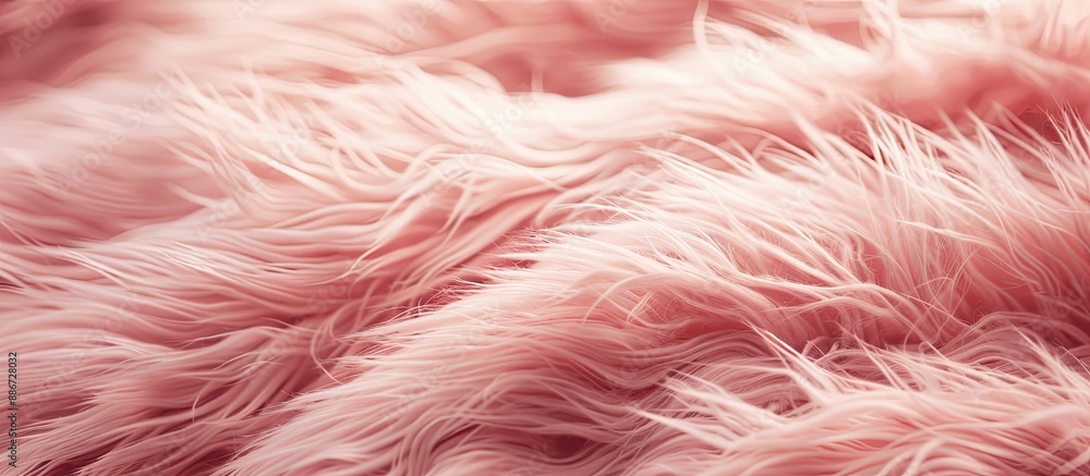 Close up of a soft pastel pink fur texture providing a background with space for adding images Shifted focus captures the fluffy natural appearance. Copy space image. Place for adding text and design