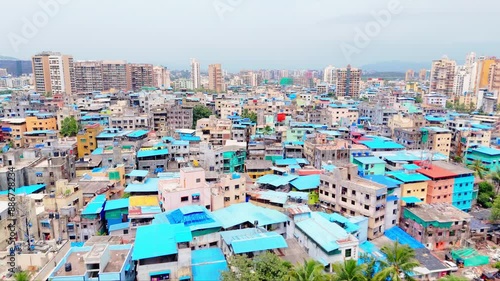 Aerial view of a densely populated urban area
