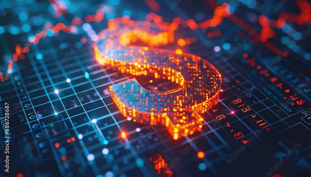 Glowing Dollar Symbol Surrounded by Financial Graphs in Futuristic Financial Background Financial background in futuristic style Glowing Dollar Symbol Surrounded by Financial Graphs in Futuristic Financial Background Financial background in futuristic style