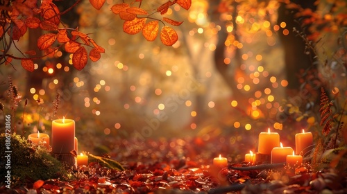 Autumn setting with candles