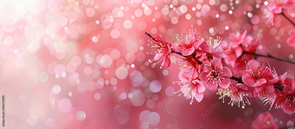 Red double plum blossom in a copy space image Red double plum blossom in a copy space image